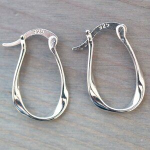 S925 U Shape Twist Style Hoop Earrings Stamped 925 Sterling SIlver